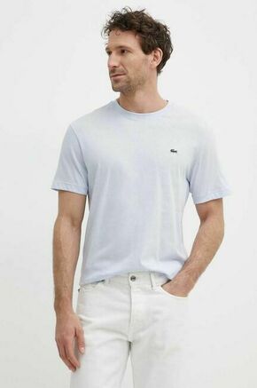 Bombažna kratka majica Lacoste - modra. Lahkotna kratka majica iz kolekcije Lacoste. Model izdelan iz rahlo elastične pletenine.