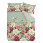 Zelena/rožnata enojna bombažna posteljnina 135x200 cm Rose Garden – RHS