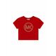 Otroška kratka majica Michael Kors rdeča barva - rdeča. Otroški kratka majica iz kolekcije Michael Kors. Model izdelan iz pletenine z nalepko.