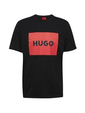 HUGO bombažna majica - črna. Ohlapna kratka majica iz kolekcije HUGO. Model izdelan iz tanke