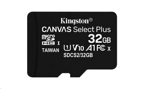 Kingston 32GB microSDHC CANVAS Plus pomnilniška kartica s 100 MB branja - UHS-I class 10 Gen 3 - brez adapterja