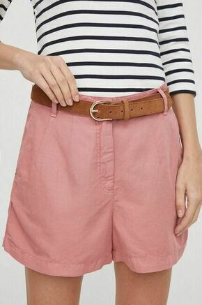 Kratke hlače iz mešanice lana Tommy Hilfiger roza barva - roza. Kratke hlače iz kolekcije Tommy Hilfiger