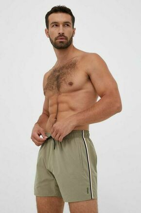 Kopalne kratke hlače BOSS zelena barva - zelena. Kopalne kratke hlače iz kolekcije BOSS. Model izdelan iz tkanine. Tanek
