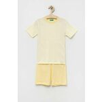 Otroška bombažna pižama United Colors of Benetton rumena barva - rumena. Otroški pižama iz kolekcije United Colors of Benetton. Model izdelan iz pletenine. Izjemno udoben material.