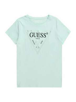 Otroška bombažna kratka majica Guess - turkizna. Otroške lahkotna kratka majica iz kolekcije Guess. Model izdelan iz pletenine