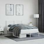 shumee Kovinski posteljni okvir z vzglavjem bel 120x200 cm