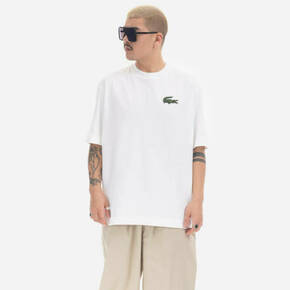 Bombažna kratka majica Lacoste bela barva - bela. Kratka majica iz kolekcije Lacoste. Model izdelan iz enobarvne pletenine. Tanek