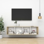 vidaXL Stenska TV omarica sonoma hrast in bela 37x37x142,5 cm