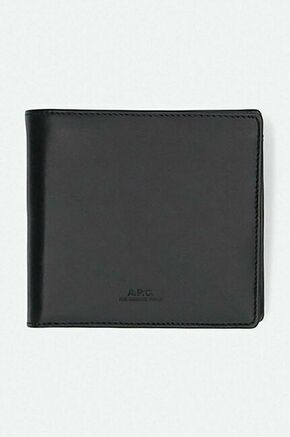 Usnjena denarnica A.P.C. New Portefeuille črna barva - črna. Srednje velika denarnica iz kolekcije A.P.C. Model izdelan iz naravnega usnja.