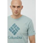 Športna kratka majica Columbia Pacific Crossing II turkizna barva - turkizna. Športna kratka majica iz kolekcije Columbia. Model izdelan iz materiala, ki odvaja vlago.