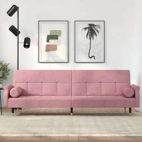 Greatstore Raztegljiv kavč z blazinami roza žamet
