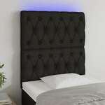 Vidaxl LED posteljno vzglavje črno 80x7x118/128 cm blago