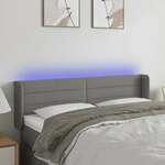 Vidaxl LED posteljno vzglavje temno sivo 147x16x78/88 cm blago