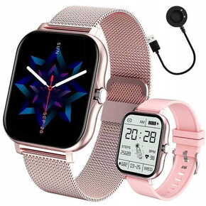 Verkgroup Aku. unisex športna pametna ura touch 2 pasova Bluetooth FitPro roza