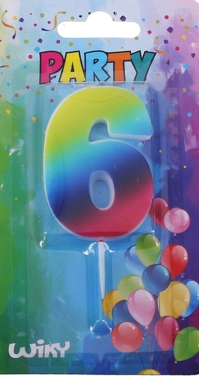Svečka za zabave številka 6 Rainbow