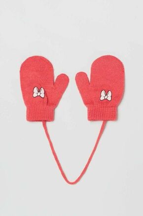 Otroška kapa in rokavice OVS roza barva - roza. Otroška kapa in rokavice iz kolekcije OVS. Model izdelan iz pletenine s potiskom.