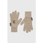 Volnene rokavice Moschino ženski, bež barva - bež. Rokavice iz kolekcije Moschino. Model izdelan iz volnene pletenine.