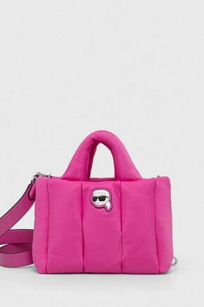 Torbica Karl Lagerfeld roza barva - roza. Majhna torbica iz kolekcije Karl Lagerfeld. Model na zapenjanje