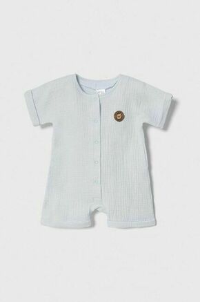 Otroški bombažni romper Jamiks - modra. Pajac za dojenčka iz kolekcije Jamiks. Model izdelan iz vzorčaste tkanine. Visokokakovosten material