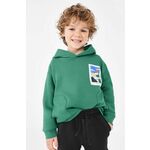 Otroški pulover Mayoral zelena barva, s kapuco - zelena. Pulover s kapuco iz kolekcije Mayoral. Model izdelan iz pletenine s potiskom.