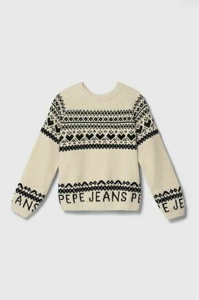 Otroški pulover Pepe Jeans bež barva - bež. Otroške Pulover iz kolekcije Pepe Jeans. Model izdelan iz vzorčaste pletenine. Model iz mehke in na otip prijetne tkanine.