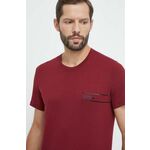 Bombažna kratka majica BOSS rdeča barva - bordowy. Kratka majica iz kolekcije BOSS, izdelana iz pletenine s potiskom. Model iz izjemno udobne bombažne tkanine.