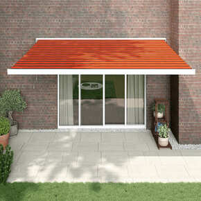 Zložljiva tenda oranžna in rjava 4x3 m blago in aluminij - vidaXL - večbarvno - 533