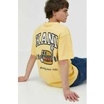 Bombažna kratka majica Karl Kani moški, rumena barva - rumena. Kratka majica iz kolekcije Karl Kani, izdelana iz tanke, elastične pletenine. Model iz izjemno udobne bombažne tkanine, ki je zračna.