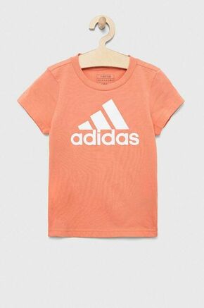 Otroška bombažna kratka majica adidas G BL oranžna barva - oranžna. Otroška kratka majica iz kolekcije adidas. Model izdelan iz tanke