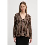 Pulover z dodatkom moherja Sisley rjava barva, 1TQIL602Y - rjava. Jopica iz kolekcije Sisley. Model izdelan iz vzorčaste pletenine. Model iz mehke, na otip prijetne pletenine.