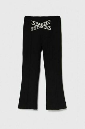 Otroške hlače Pinko Up črna barva - črna. Otroški hlače iz kolekcije Pinko Up. Model izdelan iz tkanine. Zaradi vsebnosti poliestra je tkanina bolj odporna na gubanje.