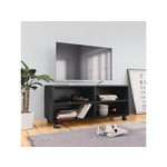 VIDAXL TV omarica s kolesci črna 90x35x35 cm iverna plošča