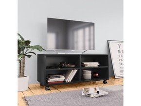 VIDAXL TV omarica s kolesci črna 90x35x35 cm iverna plošča