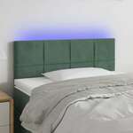 shumee LED posteljno vzglavje temno zeleno 100x5x78/88 cm žamet