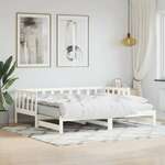 shumee Izvlečna dnevna postelja bela 90x200 cm trdna borovina