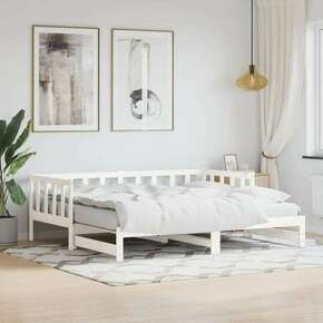 Shumee Izvlečna dnevna postelja bela 90x200 cm trdna borovina