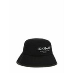 Bombažni klobuk Karl Lagerfeld črna barva - črna. Klobuk iz kolekcije Karl Lagerfeld. Model z ozkim robom, izdelan iz enobarvnega materiala.