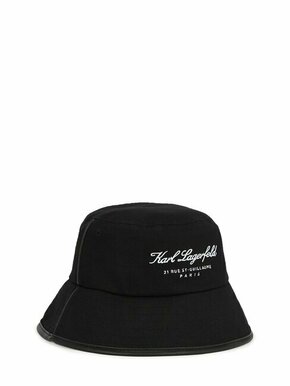 Bombažni klobuk Karl Lagerfeld črna barva - črna. Klobuk iz kolekcije Karl Lagerfeld. Model z ozkim robom