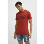 Bombažna kratka majica Superdry moški, rdeča barva - rdeča. Lahkotna kratka majica iz kolekcije Superdry, izdelana iz izjemno udobne pletenine. Model iz mehke in na otip prijetne tkanine.