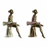 NEW Okrasna Figura DKD Home Decor Roza Bela Baletni Plesalec 15 x 10 x 19 cm (2 kosov)