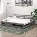 shumee Izvlečna dnevna postelja 2x(90x200) cm siva trdna borovina