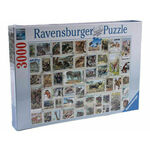 RAVENSBURGER Puzzle - poštne znamke živali 3000 kosov (17079)