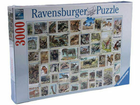 RAVENSBURGER Puzzle - poštne znamke živali 3000 kosov (17079)