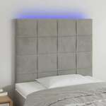 shumee LED posteljno vzglavje svetlo sivo 100x5x118/128 cm žamet