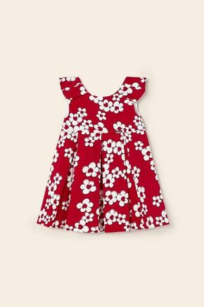 Otroška obleka Mayoral rdeča barva - rdeča. Otroška Obleka iz kolekcije Mayoral. Nabran model izdelan iz vzorčaste tkanine.