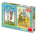 Dino Pes in mucek 2x48 Puzzle NOVO