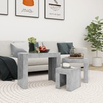 vidaXL Komplet klubskih mizic 3 kosi betonsko siva iverna plošča