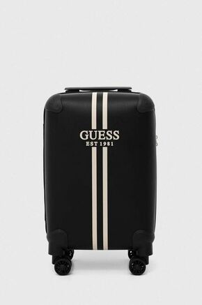 Kovček Guess črna barva - črna. Kovček iz kolekcije Guess. Model izdelan iz ekološkega usnja.