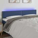 Greatstore LED posteljno vzglavje modro 200x5x78/88 cm blago