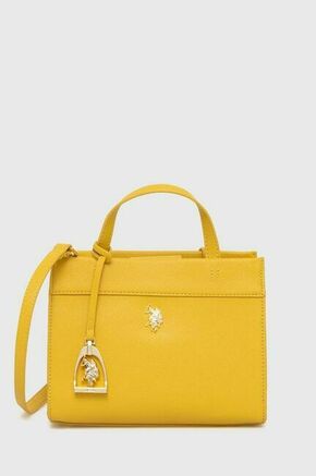 Torbica U.S. Polo Assn. rumena barva - rumena. Majhna torbica iz kolekcije U.S. Polo Assn. Model na zapenjanje